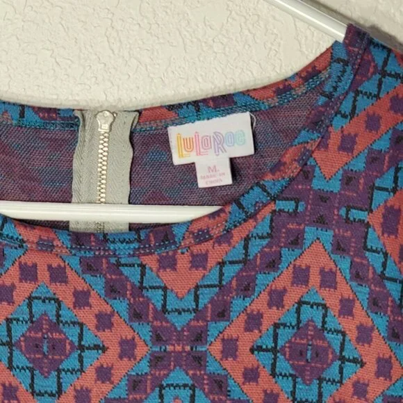 LuLaRoe Amelia Women's Dress Geometric Print A-Line Dress Medium Pleated Pockets - Picture 7 of 7